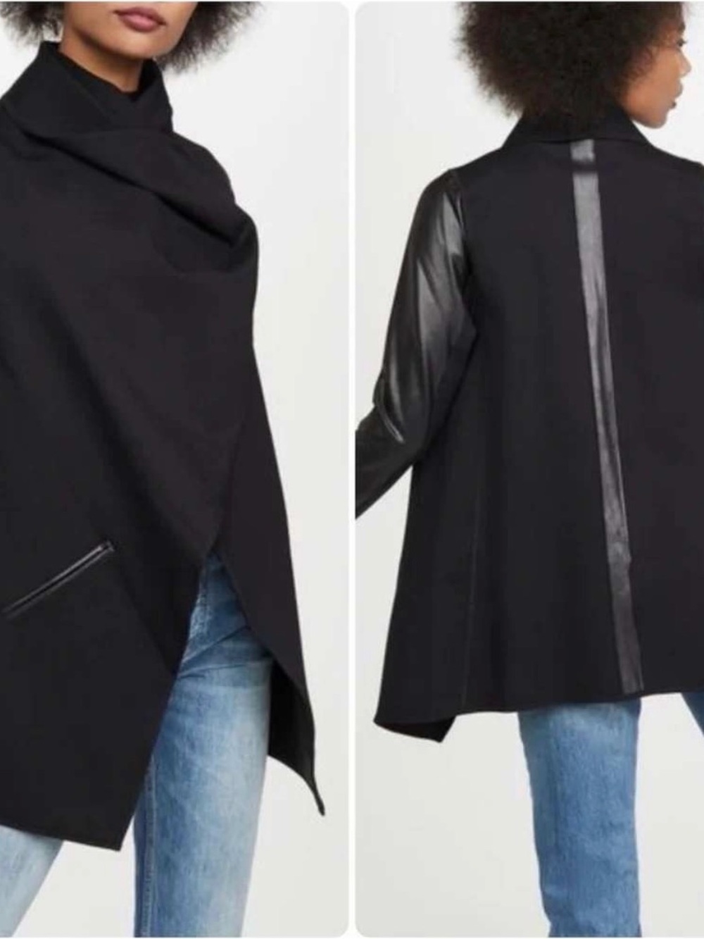 Spanx Black Draped Women's Coat